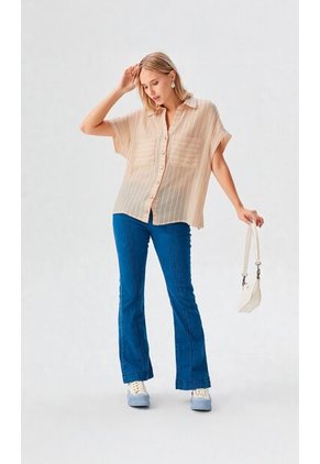 Blusa Para Mujer Manga Corta Gris Claro Marca L&H Ref. 1F412735