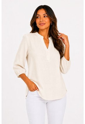 Blusa Para Mujer Manga 3/4 Crudo Marca L&H Ref. 5P412291
