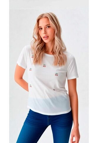 Camiseta Para Mujer Manga Corta Blanco Marca L&H Ref. 7S409044 L&H