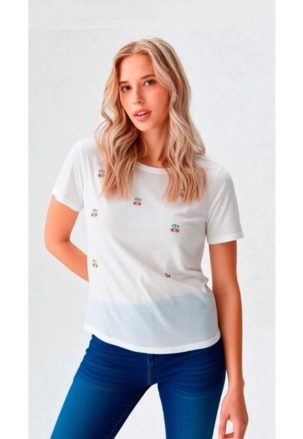 Camiseta Para Mujer Manga Corta Blanco Marca L&H Ref. 7S409044