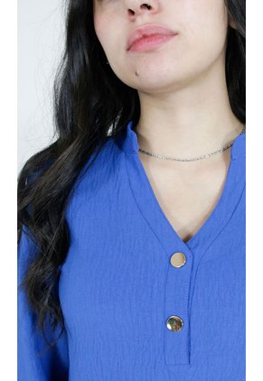 Blusa Para Mujer Manga 3/4 Azul Marca L&H