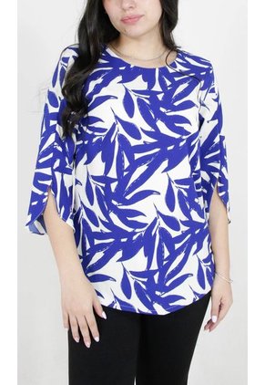 Blusa Para Mujer Manga 3/4 Azul Marca L&H