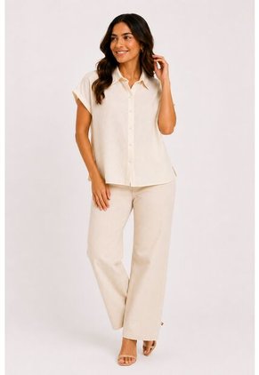 Blusa Para Mujer Manga Corta Crudo Marca L&H Ref. 1F412714