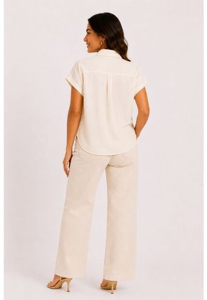 Blusa Para Mujer Manga Corta Crudo Marca L&H Ref. 1F412714
