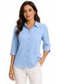 Blusa Para Mujer Manga 3/4 Azul Claro Marca L&H Ref. 1F412617 de L&H