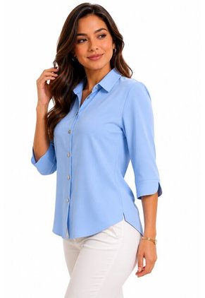Blusa Para Mujer Manga 3/4 Azul Claro Marca L&H Ref. 1F412617