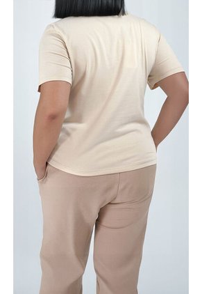 Camiseta Para Mujer. Manga Corta Beige Marca L&H