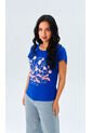 Camiseta Para Mujer Manga Corta Azul Marca L&H de L&H