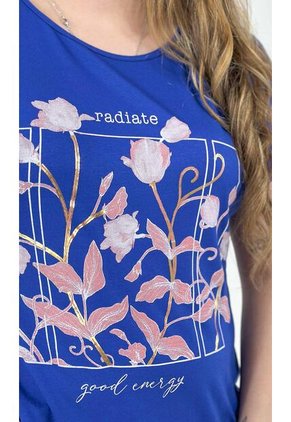 Camiseta Para Mujer Manga Corta Azul Marca L&H