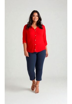 Blusa Para Mujer. Manga 3/4 Rojo Marca L&H