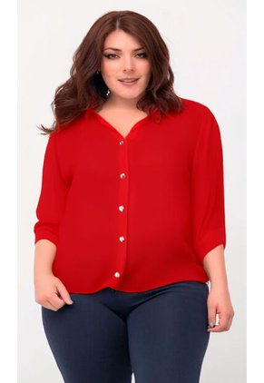 Blusa Para Mujer. Manga 3/4 Rojo Marca L&H