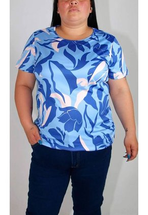 Camiseta Para Mujer. Manga Corta Azul Marca L&H