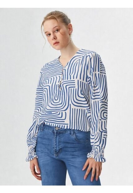 Blusa Para Mujer Manga Larga Azul Marca L&H