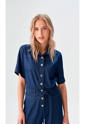 Enterizo Para Mujer Manga Corta Azul Indigo Marca L&H Ref. 2J432038