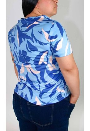 Camiseta Para Mujer. Manga Corta Azul Marca L&H