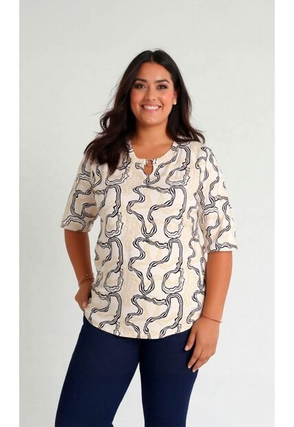 Camiseta Para Mujer. Manga Corta Beige Marca L&H Ref. 4R609049