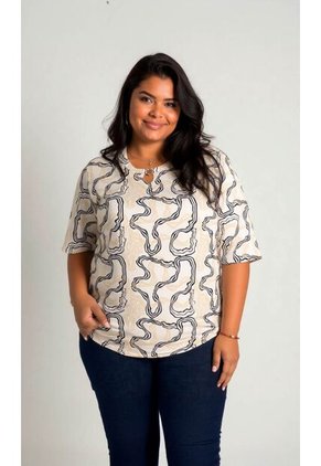 Camiseta Para Mujer. Manga Corta Beige Marca L&H Ref. 4R609049