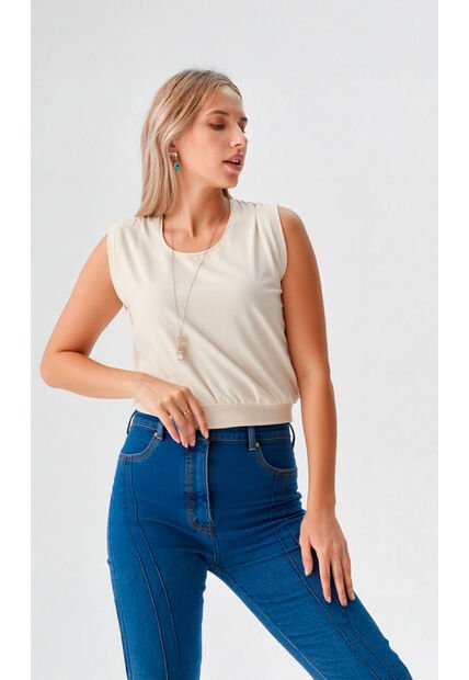 Blusa Para Mujer Manga Sisa Beige Marca L&H