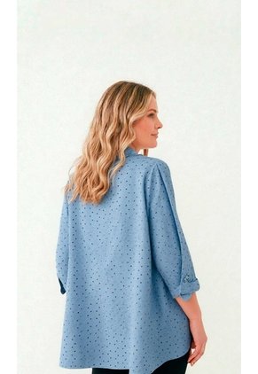 Blusa Para Mujer. Manga 3/4 Azul Marca L&H Ref. 1F612242