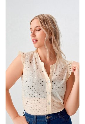 Blusa Para Mujer Manga Sisa Beige Marca L&H