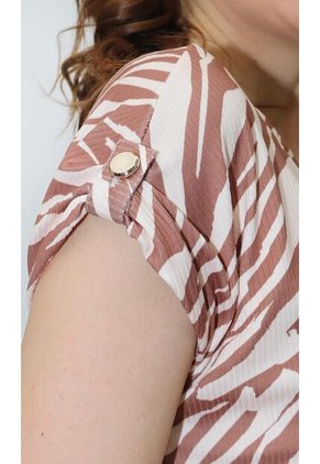 Camiseta Para Mujer Manga Corta Beige Marca L&H