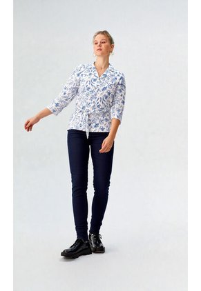 Blusa Para Mujer Manga 3/4 Azul Marca L&H Ref. 1F412717