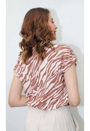 Camiseta Para Mujer Manga Corta Beige Marca L&H