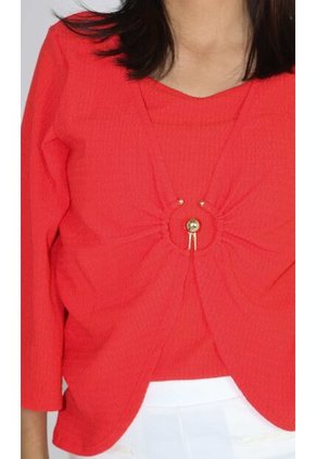 Blusa Para Mujer Manga 3/4 Rojo Marca L&H