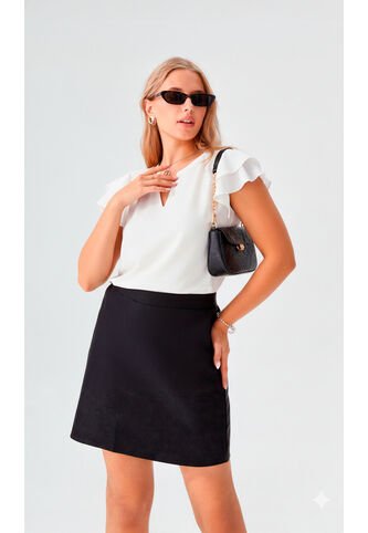 Blusa Para Mujer Manga Corta Crudo Marca L&H Ref. 1F412719 L&H