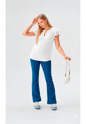 Blusa Para Mujer Manga Corta Crudo Marca L&H Ref. 1F412719