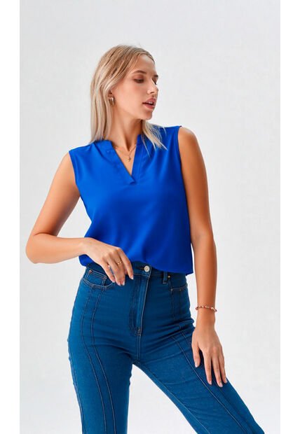 Blusa Para Mujer Manga Sisa Azul Marca L&H Ref. 5P412279