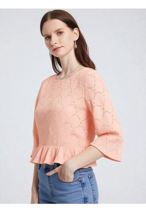 Blusa Para Mujer Manga 3/4 Naranja Marca L&H