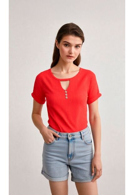 Camiseta Para Mujer Manga Corta Rojo Marca L&H