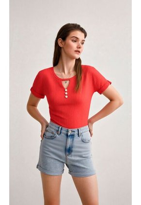 Camiseta Para Mujer Manga Corta Rojo Marca L&H