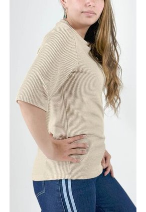 Camiseta Para Mujer Manga 3/4 Beige Marca L&H