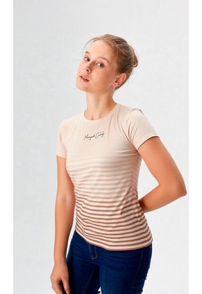 Camiseta Para Mujer Manga Corta Beige Marca L&H Ref. 4R409226