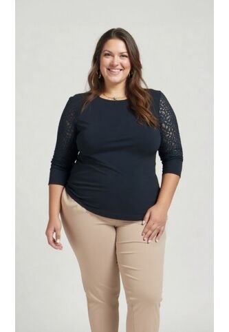 Camiseta Para Mujer. Manga 3/4 Negro Marca L&H L&H