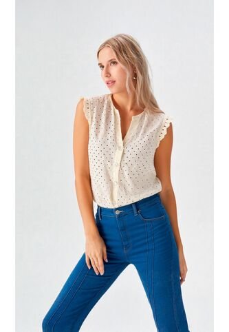 Blusa Para Mujer Manga Sisa Beige Marca L&H L&H