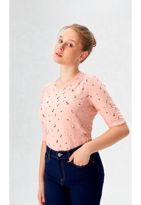 Camiseta Para Mujer Manga 3/4 Rosado Marca L&H Ref. 5P409040