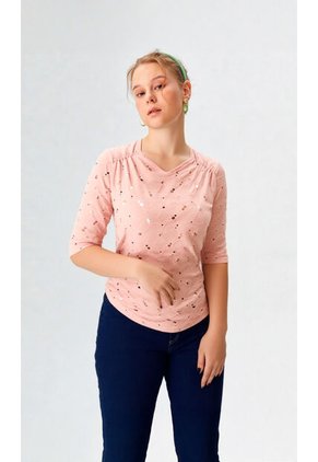 Camiseta Para Mujer Manga 3/4 Rosado Marca L&H Ref. 5P409040