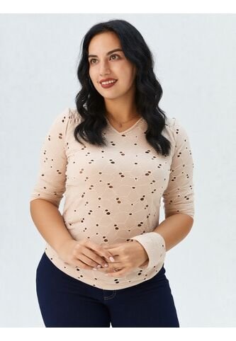 Camiseta Para Mujer Manga 3/4 Beige Marca L&H Ref. 5P409040 L&H