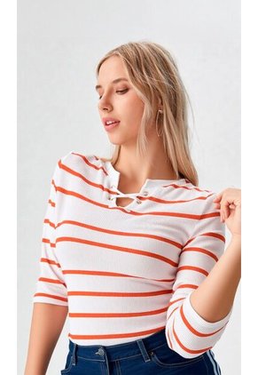 Camiseta Para Mujer Manga 3/4 Naranja Marca L&H