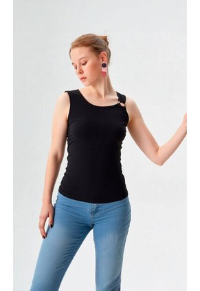 Camiseta Para Mujer Manga Sisa Negro Marca L&H Ref. 1F409483