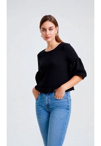 Blusa Para Mujer Manga 3/4 Negro Marca L&H Ref. 1F412677 L&H