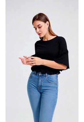 Blusa Para Mujer Manga 3/4 Negro Marca L&H Ref. 1F412677