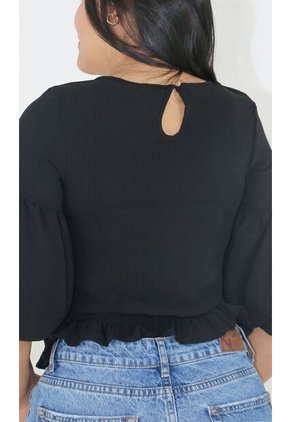 Blusa Para Mujer Manga 3/4 Negro Marca L&H Ref. 1F412677