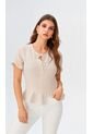 Blusa Para Mujer Manga Corta Beige Marca L&H Ref. 1F412670 de L&H