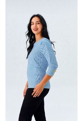 Camiseta Para Mujer Manga 3/4 Azul Marca L&H Ref. 1F409482