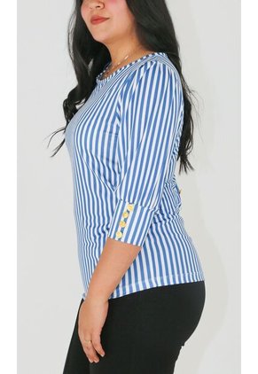 Camiseta Para Mujer Manga 3/4 Azul Marca L&H Ref. 1F409482