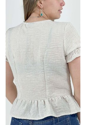Blusa Para Mujer Manga Corta Beige Marca L&H Ref. 1F412670